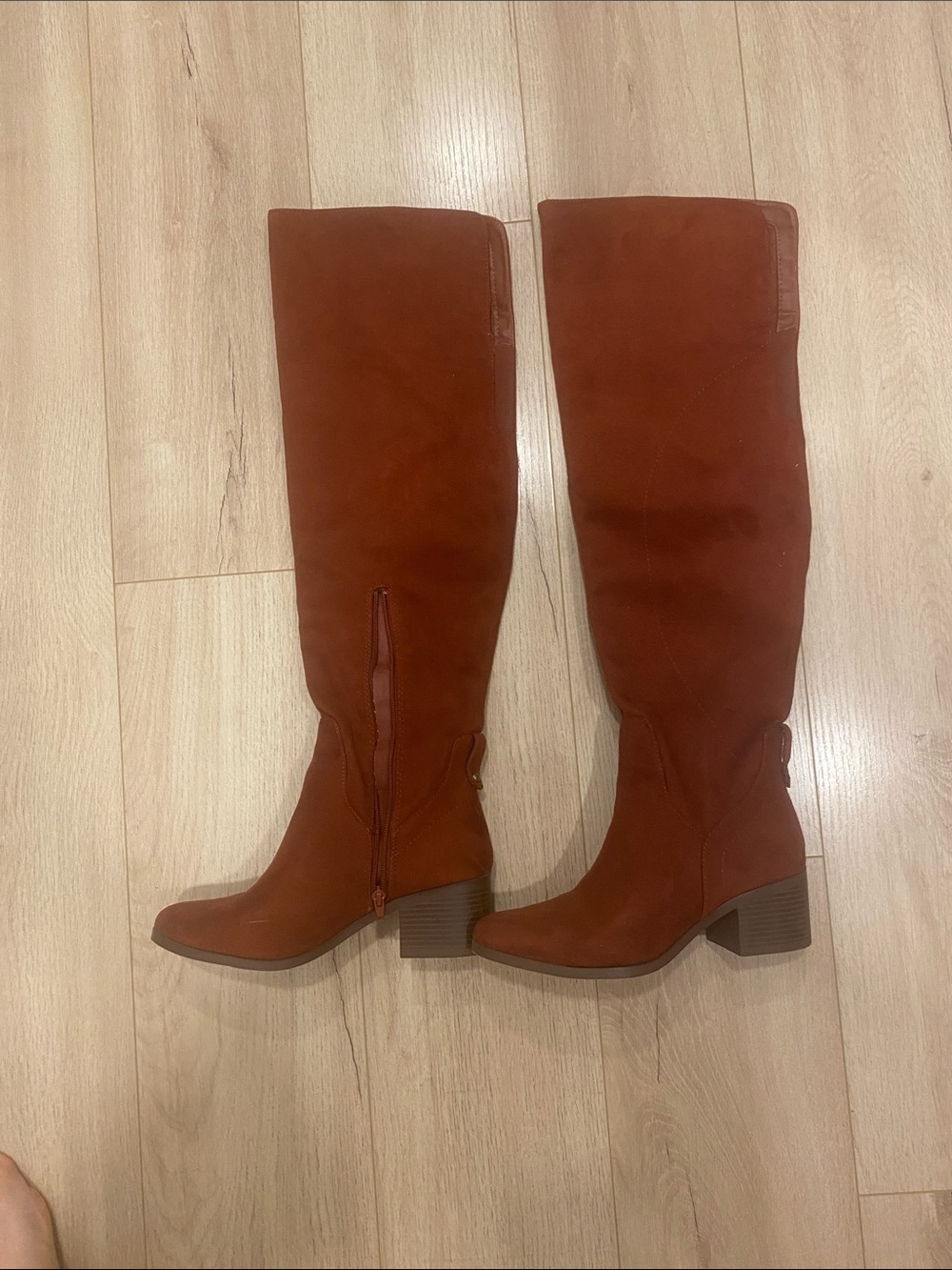 Soda Over-the-Knee Suede Boots in Rust